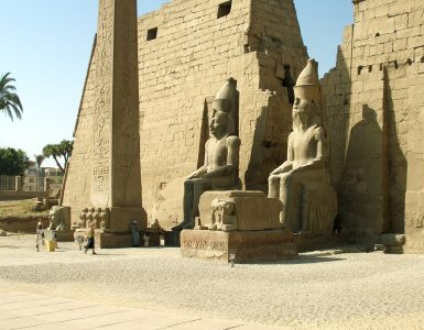 Columns and pylons of Luxor Temple in Luxor, Egypt
