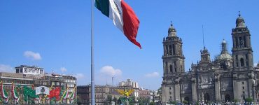 The Zócalo, Mexico City’s vast main square, with the Metropolitan Cathedral behind it