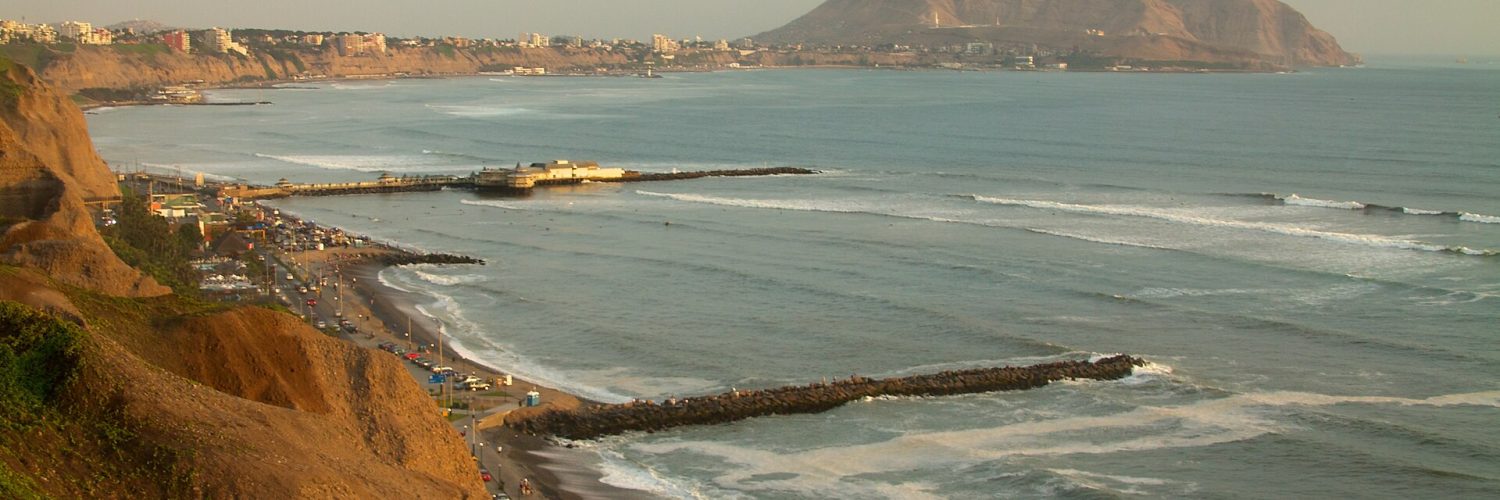 Miraflores clifftop coastline in Lima, Peru