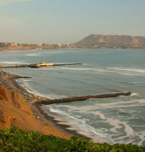 Miraflores clifftop coastline in Lima, Peru