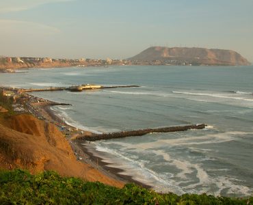 Miraflores clifftop coastline in Lima, Peru