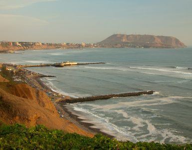 Miraflores clifftop coastline in Lima, Peru