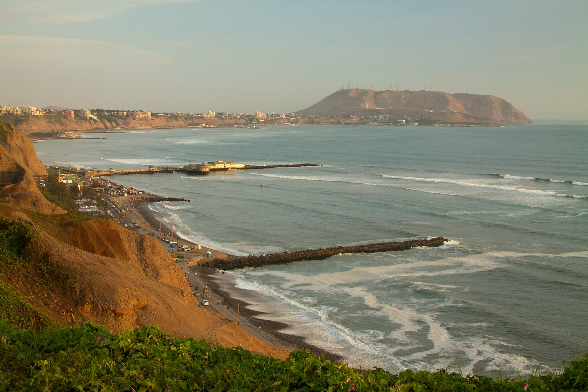 Miraflores clifftop coastline in Lima, Peru