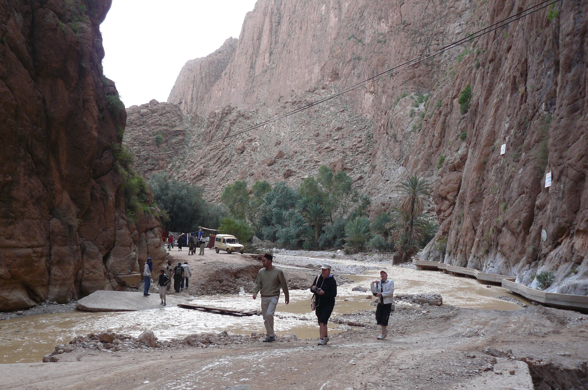 Vertical limestone walls of the Todra Gorge near Tinghir in eastern Morocco