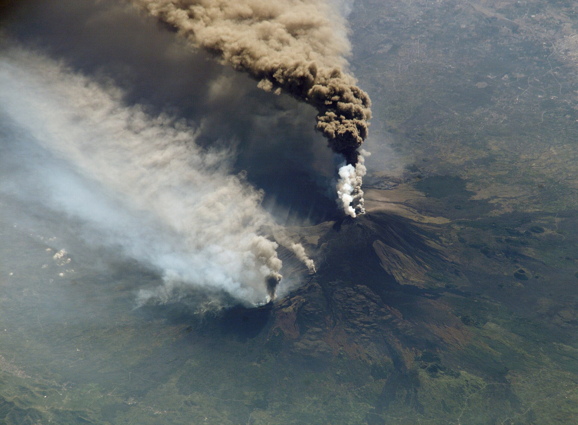 Mount Etna rising above the Sicilian landscape