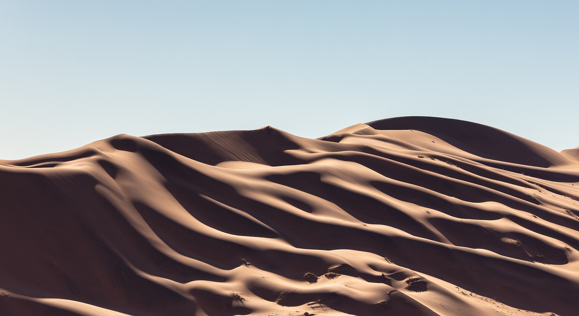 Red dunes rising above the pan at Sossusvlei in Namibia