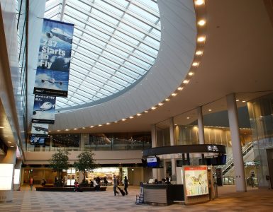 Departures concourse inside a terminal at Narita International Airport