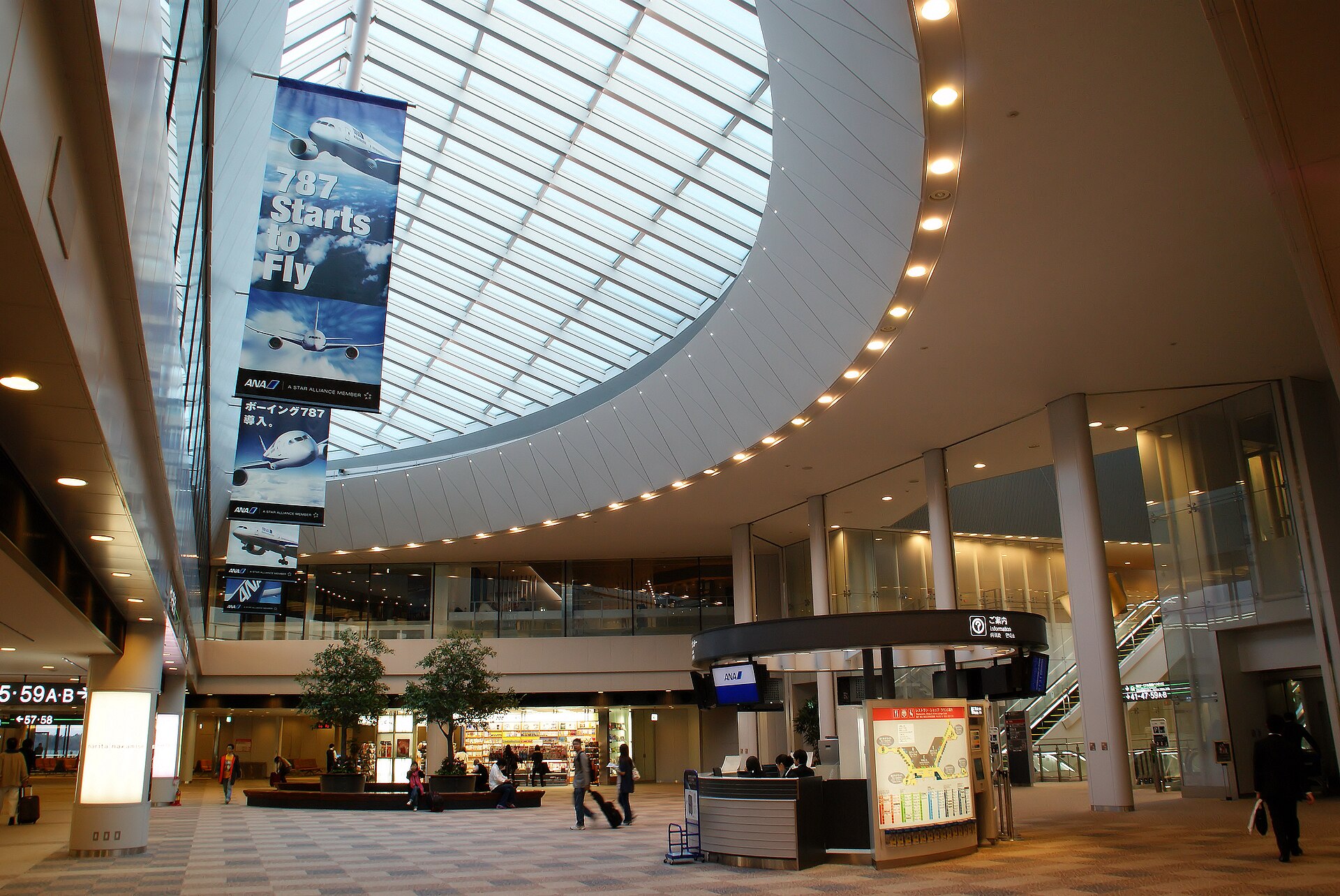 Departures concourse inside a terminal at Narita International Airport