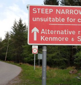 Road on the North Coast 500 route in the Scottish Highlands