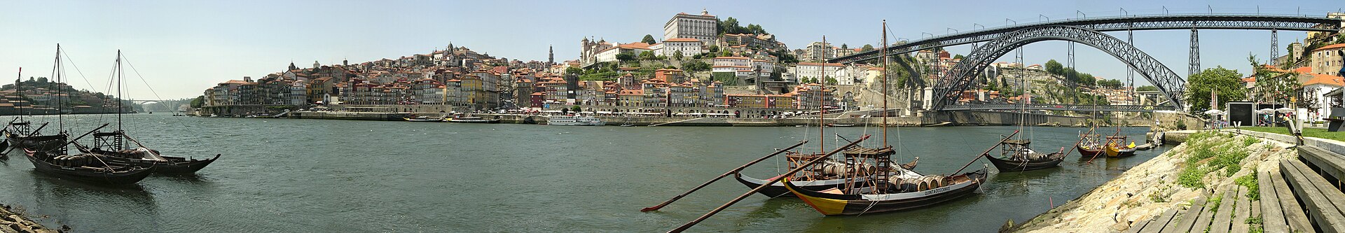 The two decks of the Dom Luis I iron bridge spanning the Douro river in Porto