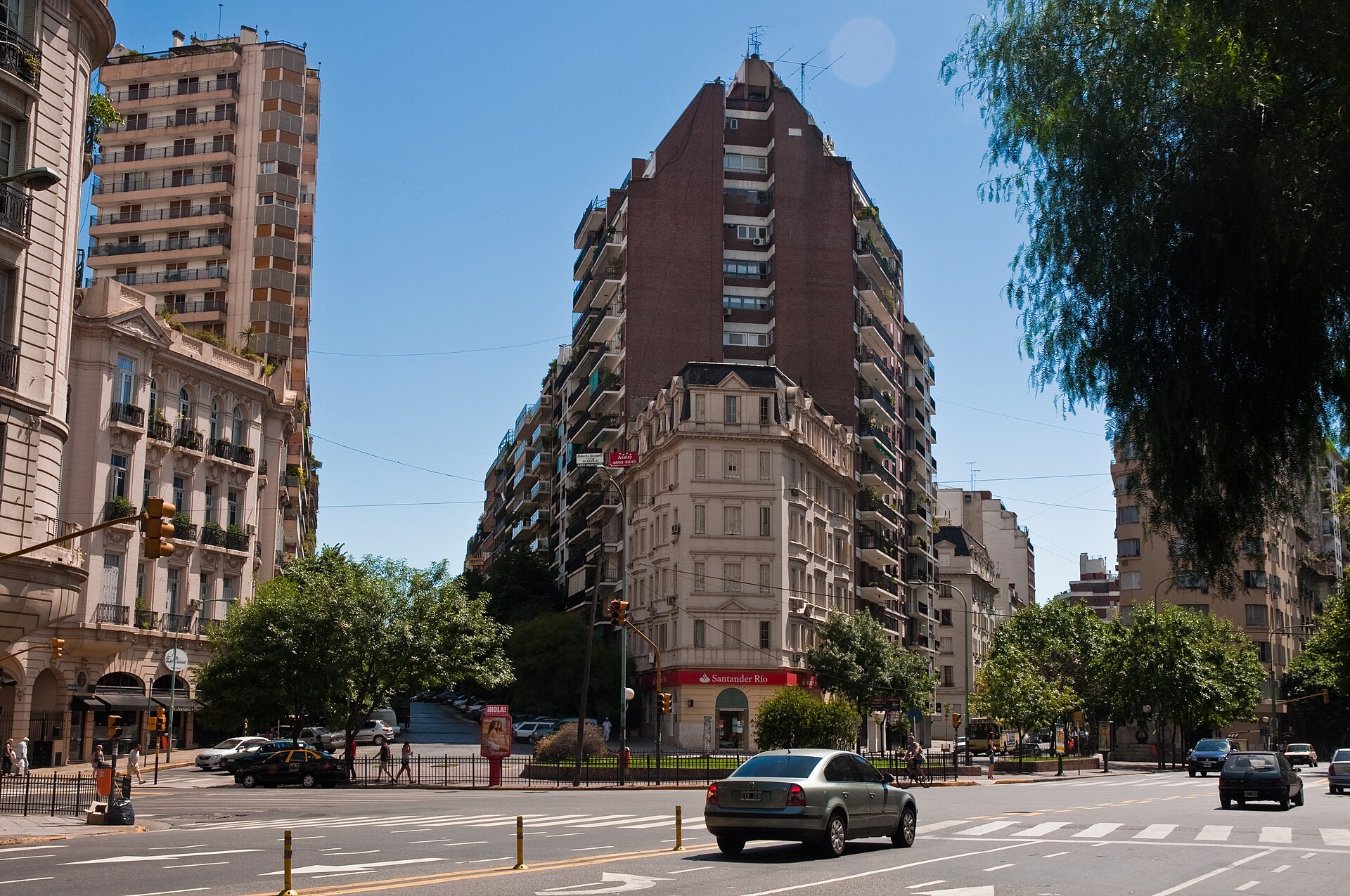 Belle Epoque apartment blocks along a wide avenue in Recoleta, Buenos Aires