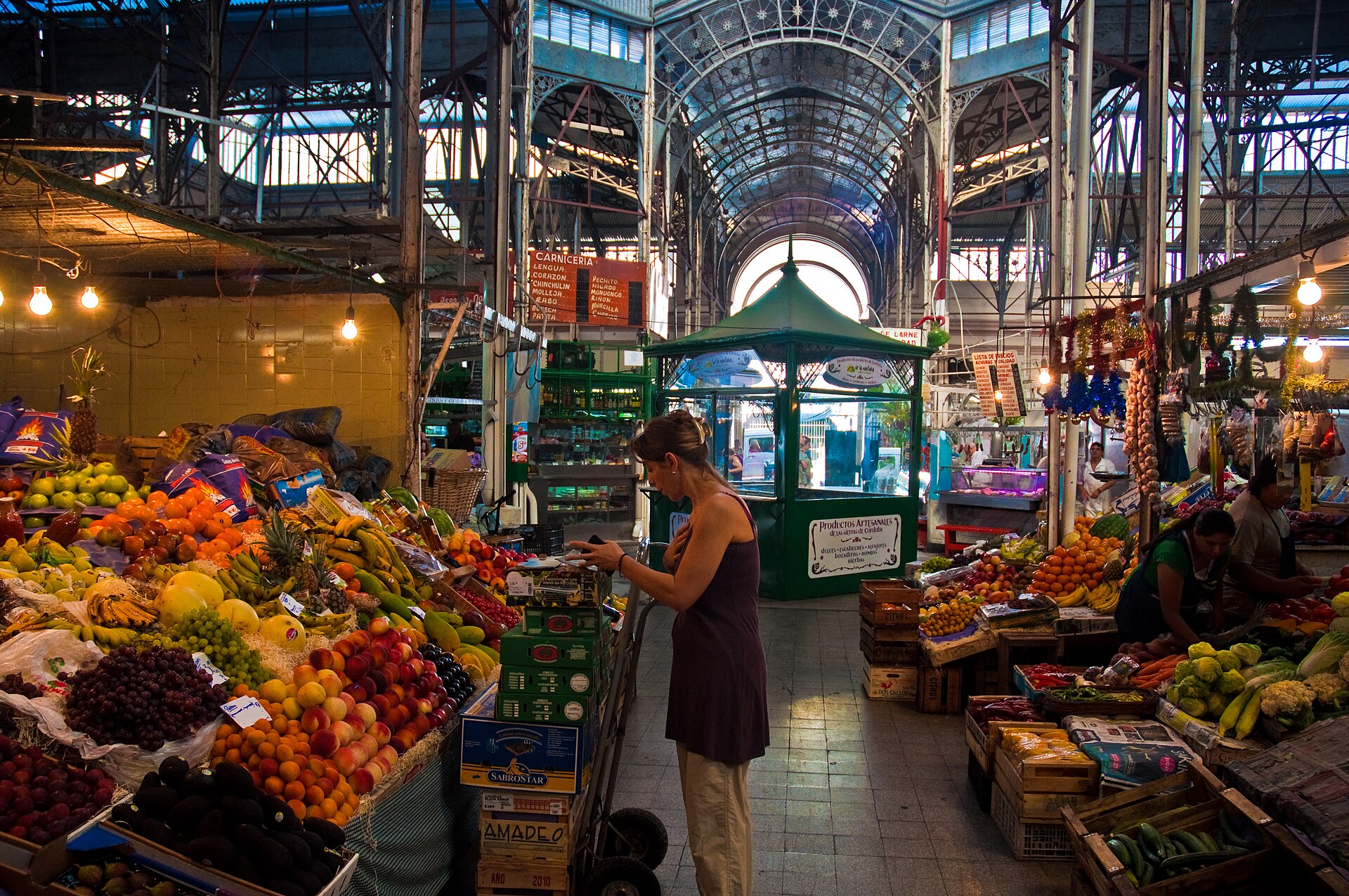 The wrought-iron interior of the covered San Telmo Market in Buenos Aires