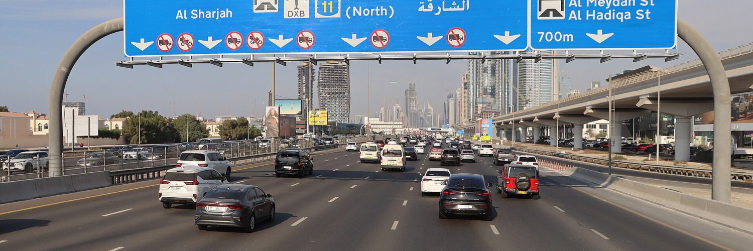 Traffic on Sheikh Zayed Road, the E11 highway running through Dubai