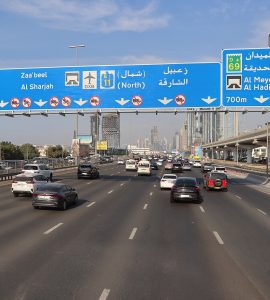 Traffic on Sheikh Zayed Road, the E11 highway running through Dubai