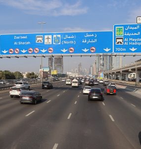 Traffic on Sheikh Zayed Road, the E11 highway running through Dubai