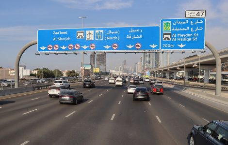 Traffic on Sheikh Zayed Road, the E11 highway running through Dubai