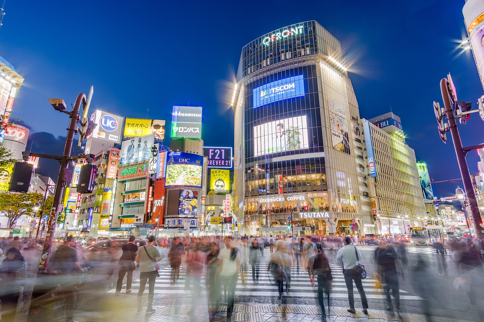 The scramble crossing at Shibuya in Tokyo