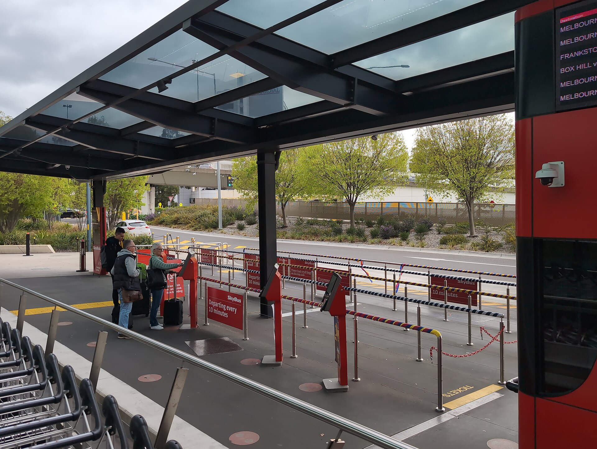 SkyBus stop outside Terminal 4 at Melbourne Airport
