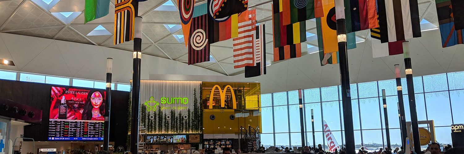 The departures hall at Sydney Airport Terminal 1, the international terminal