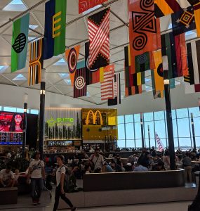 The departures hall at Sydney Airport Terminal 1, the international terminal