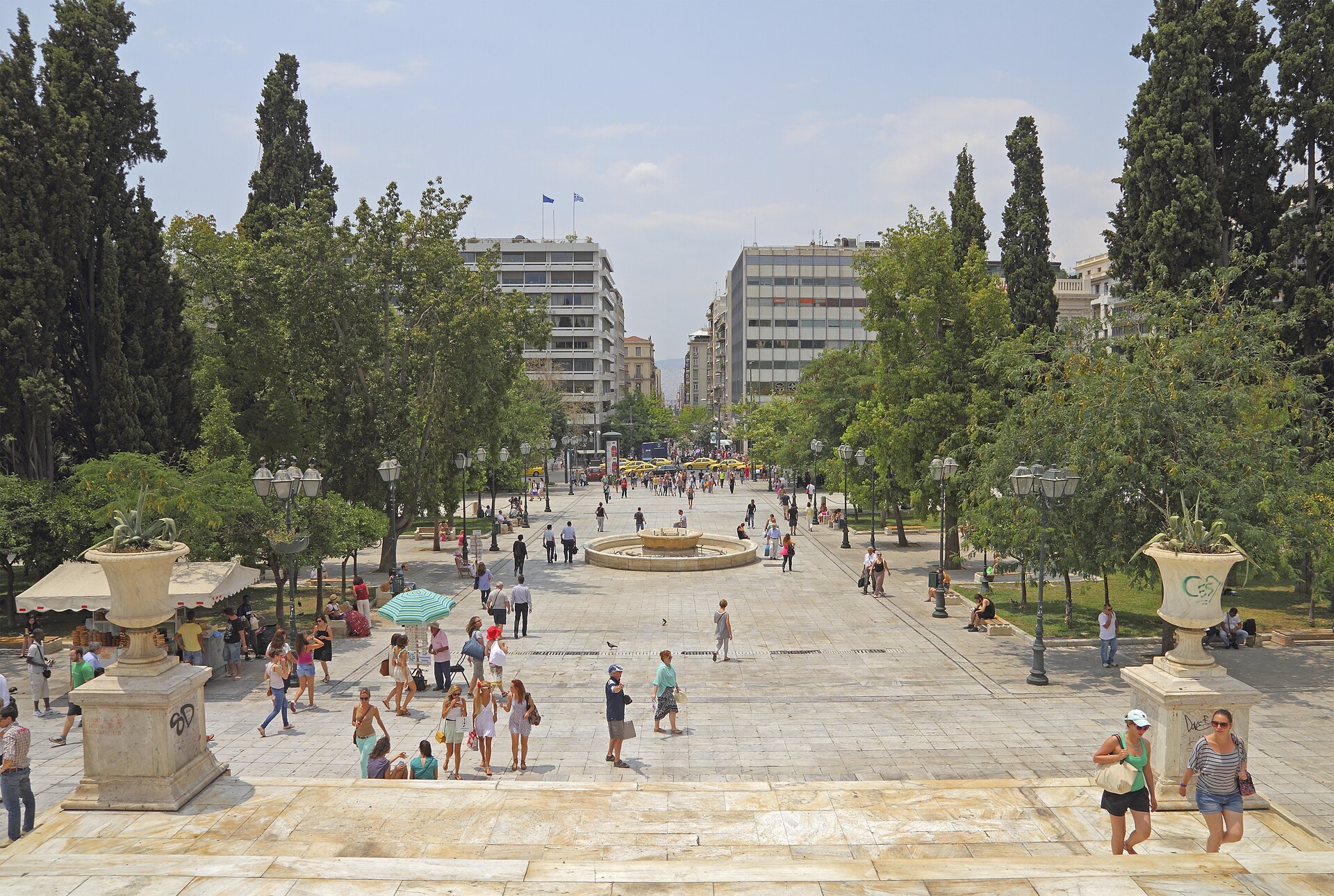 Syntagma Square and the Greek Parliament building in central Athens