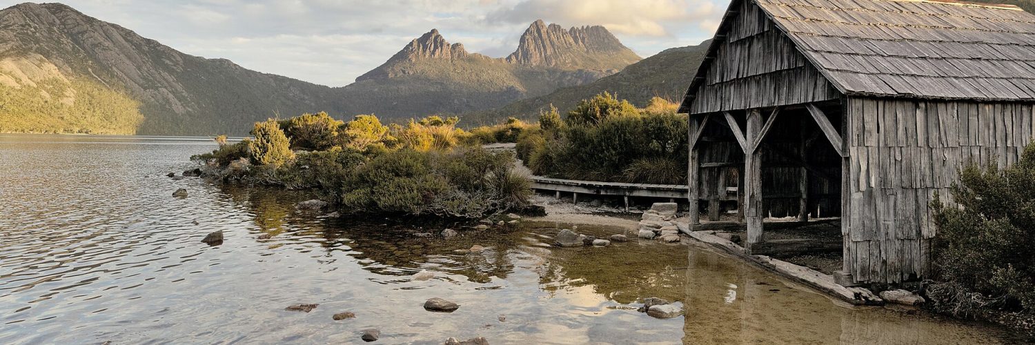 The Dove Lake boatshed below Cradle Mountain in Tasmania