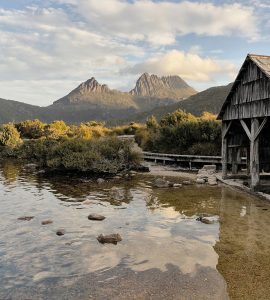 The Dove Lake boatshed below Cradle Mountain in Tasmania