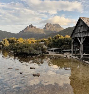The Dove Lake boatshed below Cradle Mountain in Tasmania
