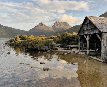 The Dove Lake boatshed below Cradle Mountain in Tasmania