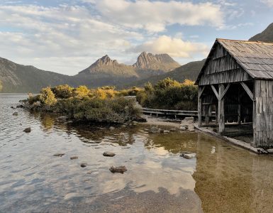 The Dove Lake boatshed below Cradle Mountain in Tasmania