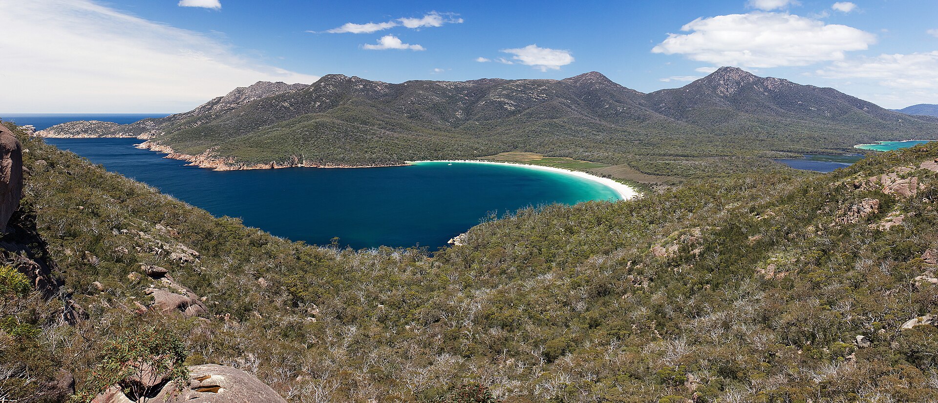 Wineglass Bay seen from the lookout in Freycinet National Park