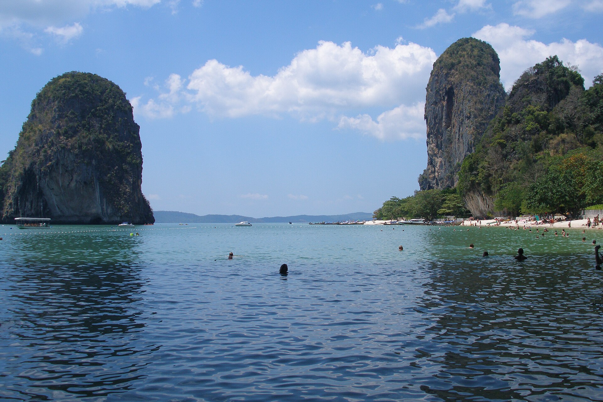 Limestone cliffs above the beach at Railay in Krabi, southern Thailand