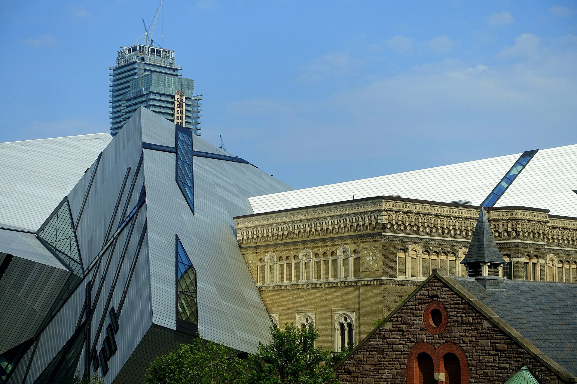 The angular crystal addition of the Royal Ontario Museum on Bloor Street, Toronto