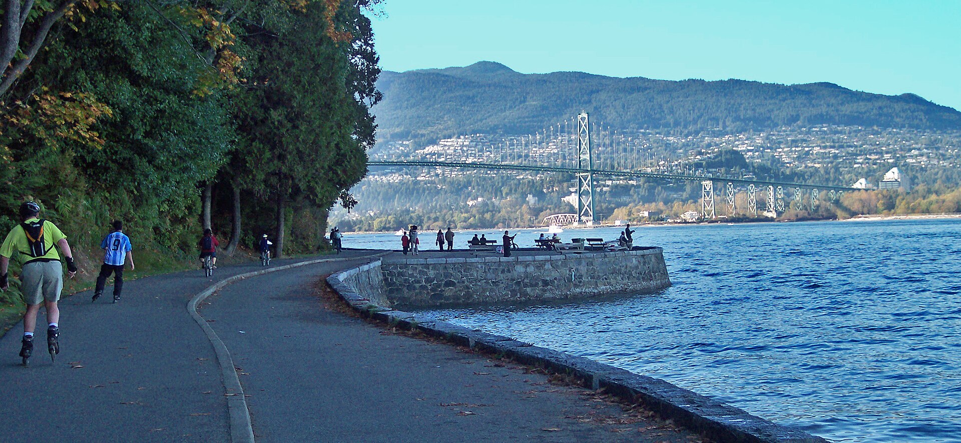 The Stanley Park seawall path along the waterfront in Vancouver