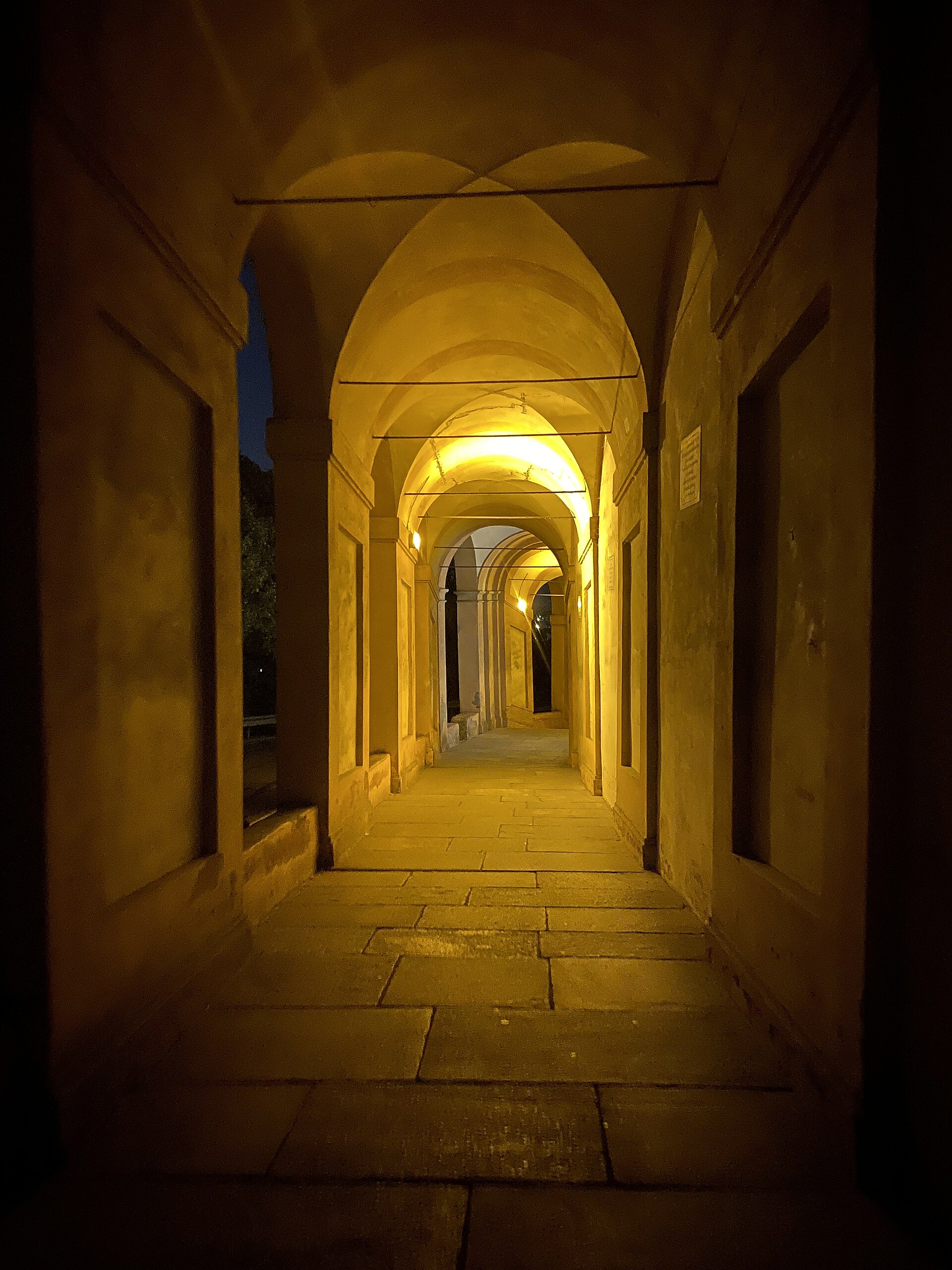 The long arcaded portico climbing the hill towards the Sanctuary of San Luca in Bologna