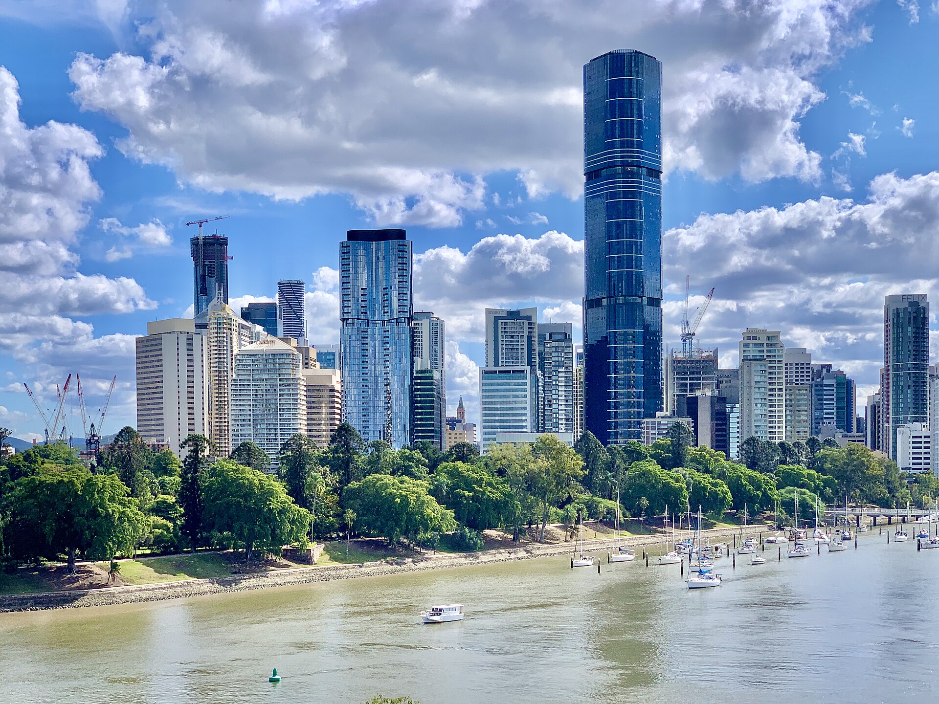The Brisbane skyline with City Hall in the foreground