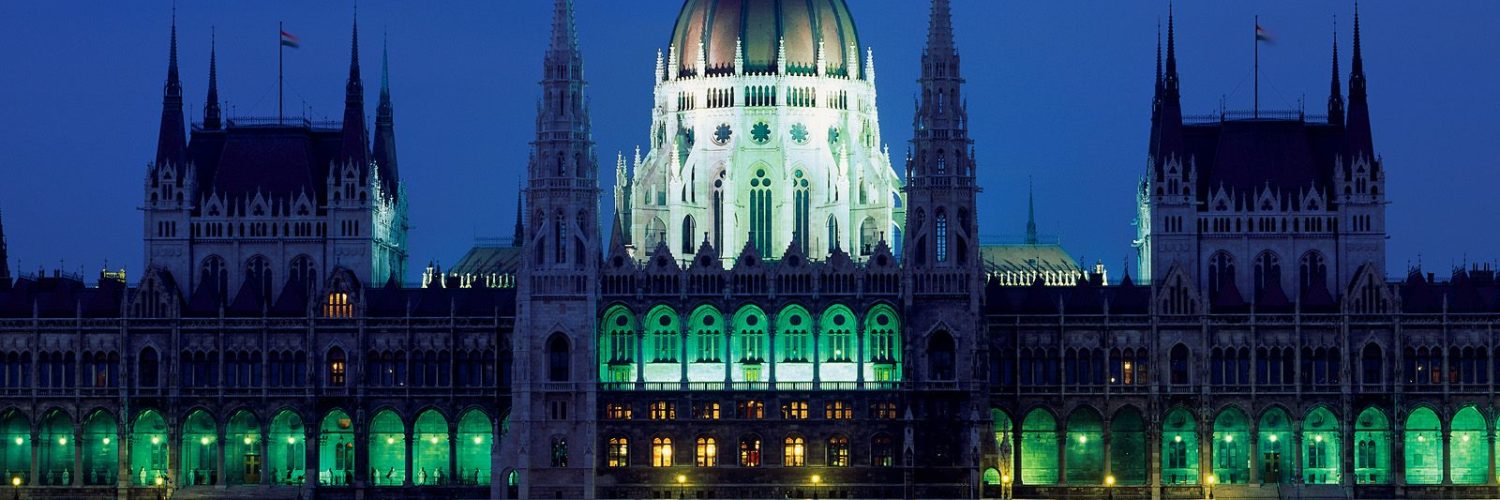 The Hungarian Parliament Building seen across the Danube from the Buda side of Budapest