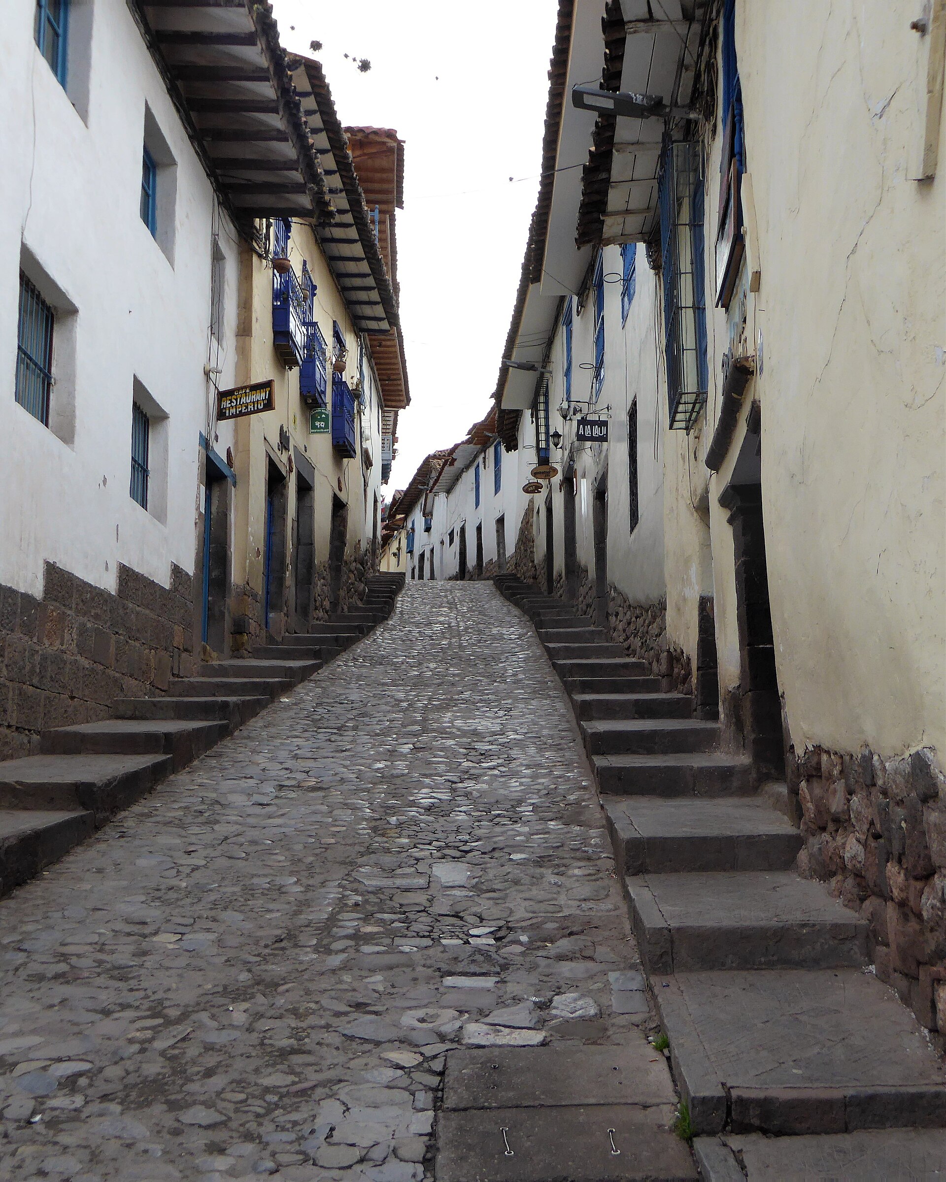 The steep cobbled Cuesta de San Blas climbing into the San Blas district of Cusco