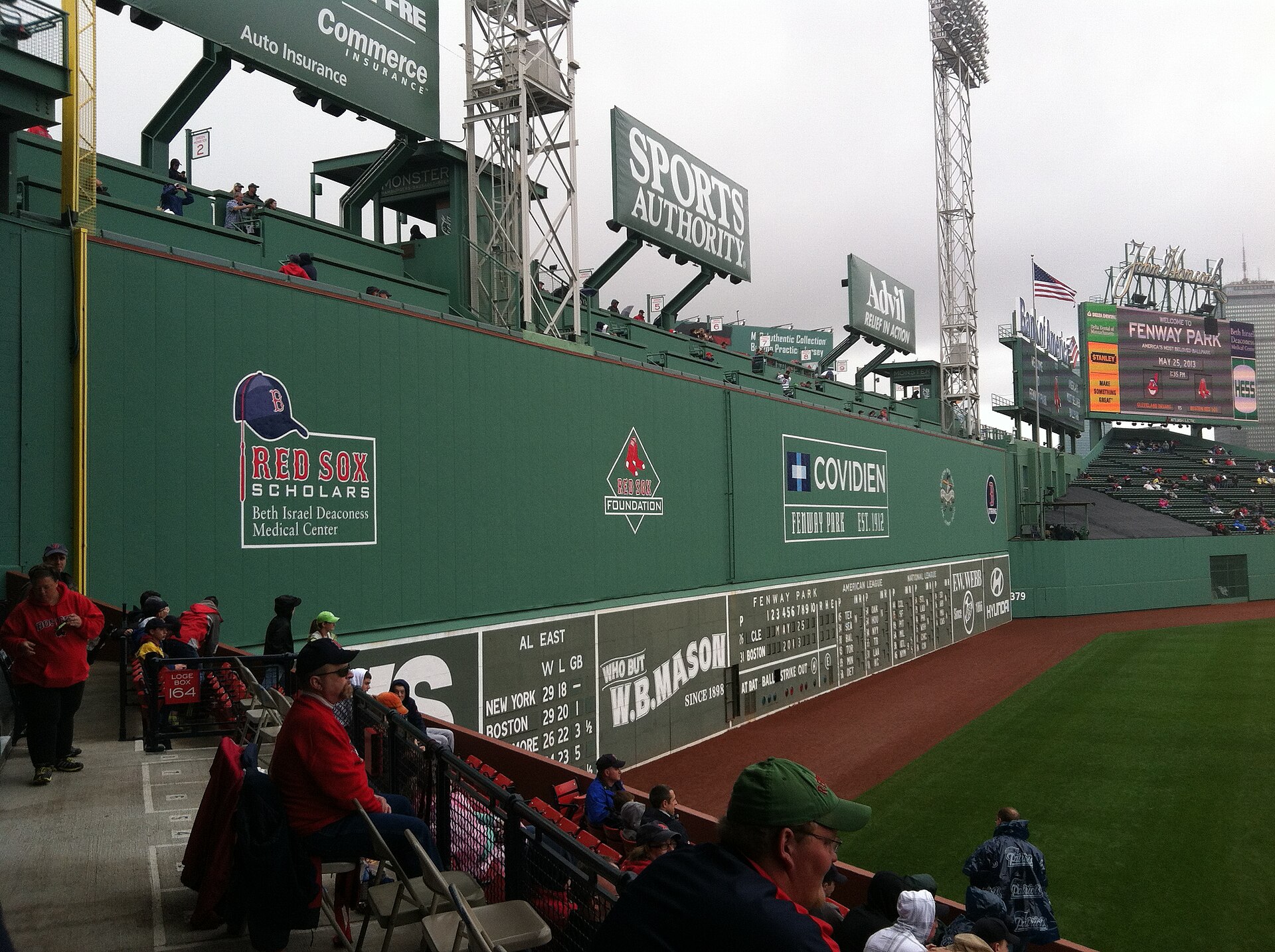 The Green Monster left field wall and seats inside Fenway Park, Boston