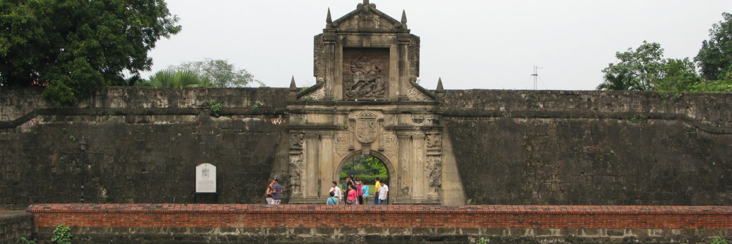 Stone gate of Fort Santiago inside the walled city of Intramuros, Manila