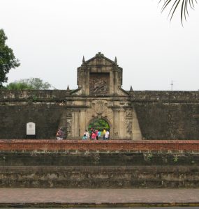 Stone gate of Fort Santiago inside the walled city of Intramuros, Manila
