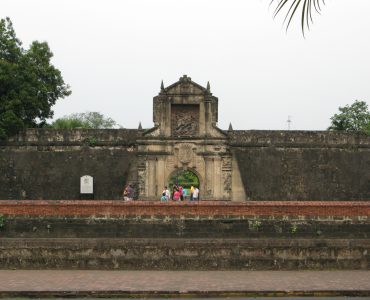 Stone gate of Fort Santiago inside the walled city of Intramuros, Manila