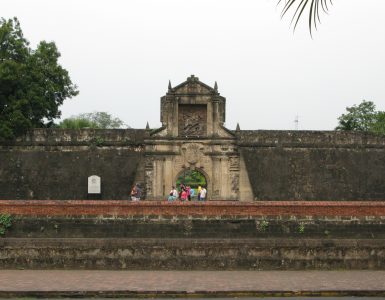 Stone gate of Fort Santiago inside the walled city of Intramuros, Manila