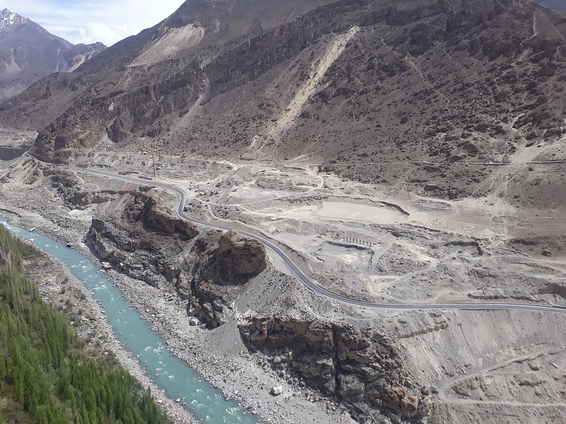 The Karakoram Highway seen from Altit Fort in Hunza Valley