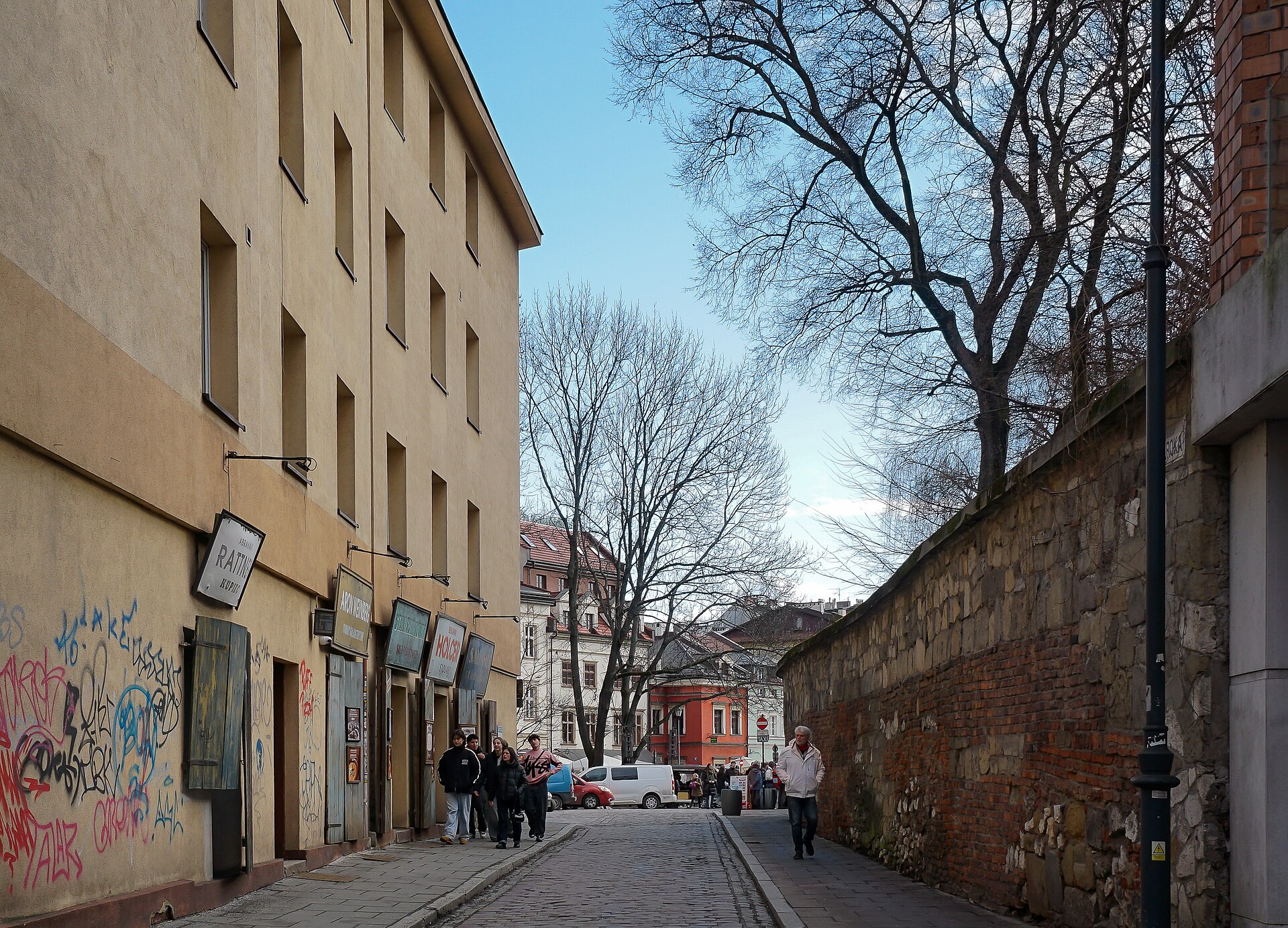Szeroka Street in the historic Jewish quarter of Kazimierz in Krakow