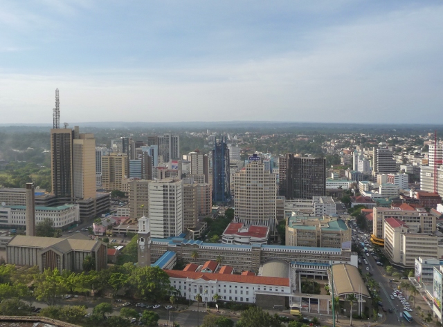 The skyline of Nairobi's central business district, Kenya