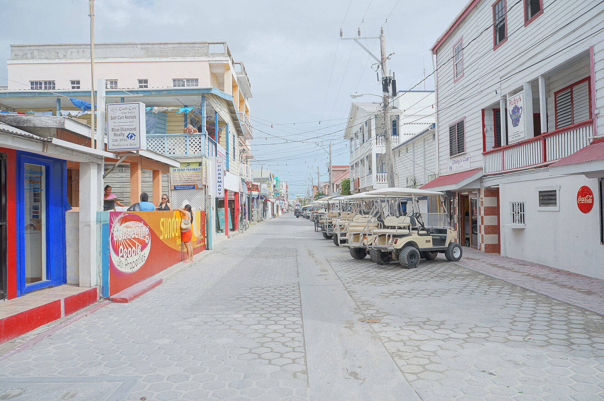 Main street in San Pedro on Ambergris Caye, Belize