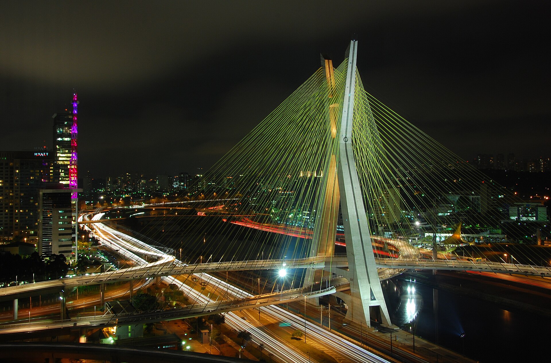 The Octavio Frias de Oliveira cable-stayed bridge in Sao Paulo