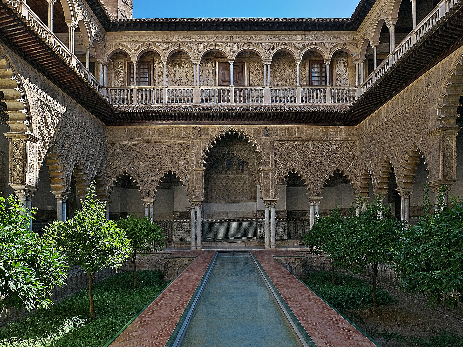 The Patio de las Doncellas courtyard inside the Real Alcazar of Seville