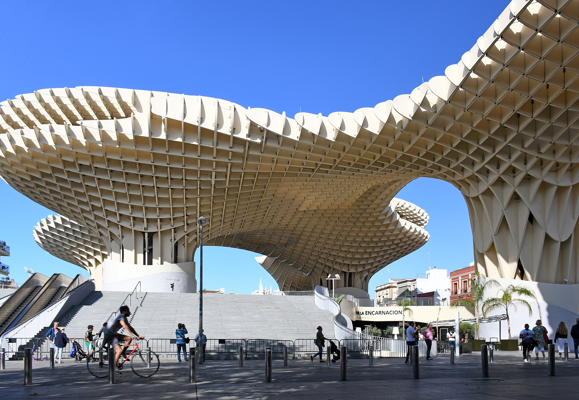 The timber waffle canopy of the Metropol Parasol, known locally as Las Setas